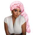 Satin Silk Bonnet Hair Cap: Long Bonnets with Elastic Tie Band Adjustable Straps Jumbo Size Sleep for Sleeping Comfortable - Stretchy Tie Band Bonnets for Women Long Braid Curly Hair No Slip-Off