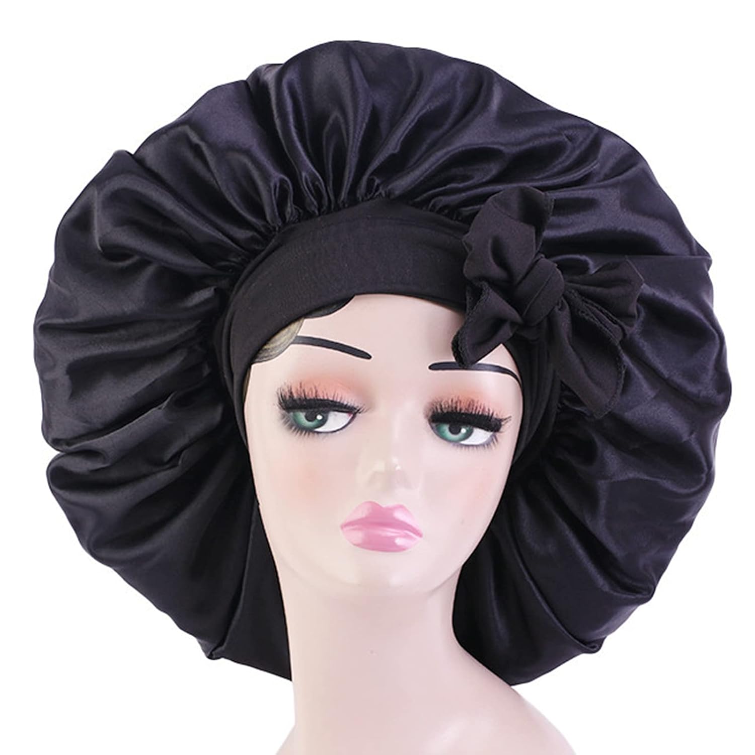 Satin Bonnet Silk For Hair Sleeping: Women Tie Bonnets Adjustable Night Cap Jumbo Size Comfortable Wide Band for Braids Curly Long Hair