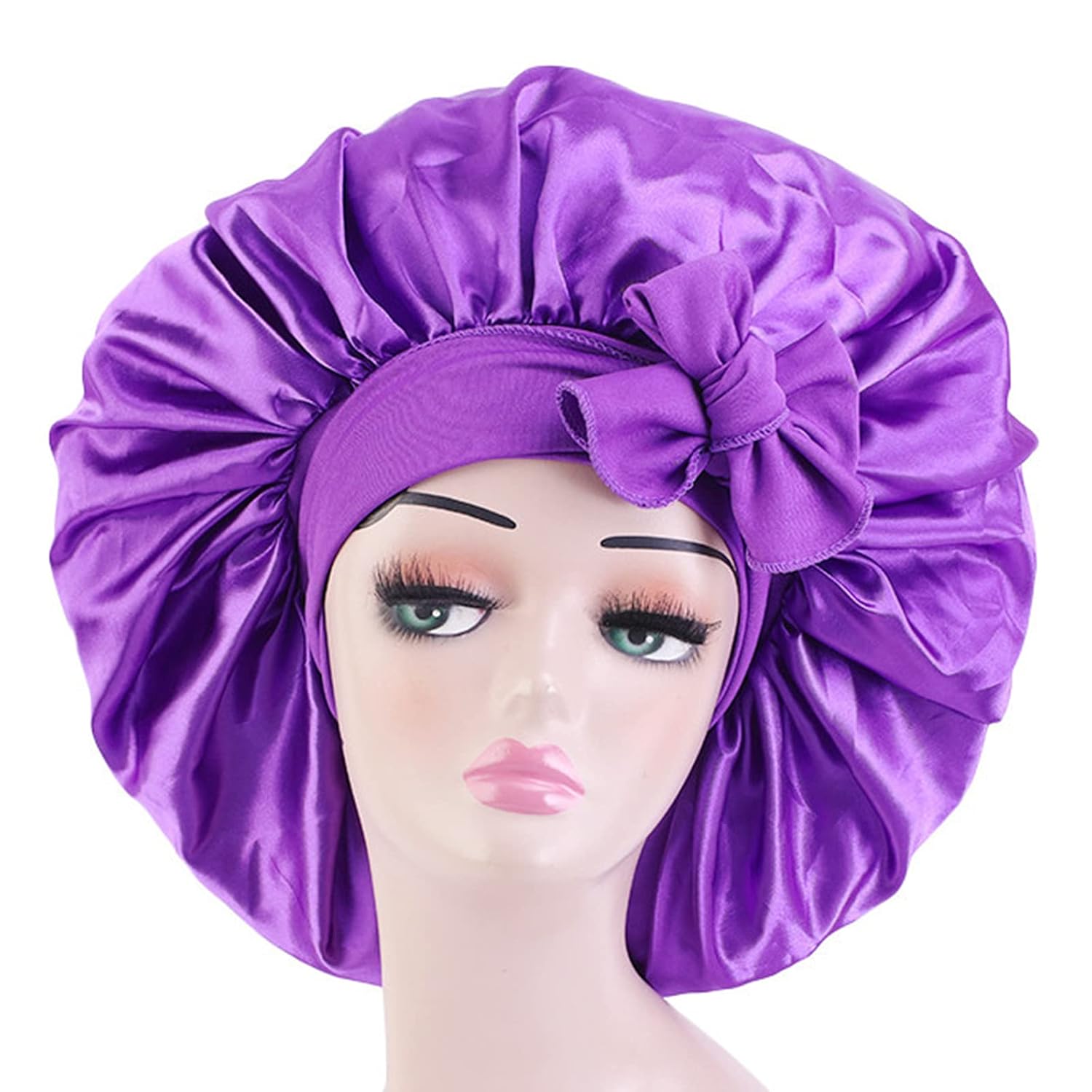 Satin Bonnet Silk For Hair Sleeping: Women Tie Bonnets Adjustable Night Cap Jumbo Size Comfortable Wide Band for Braids Curly Long Hair
