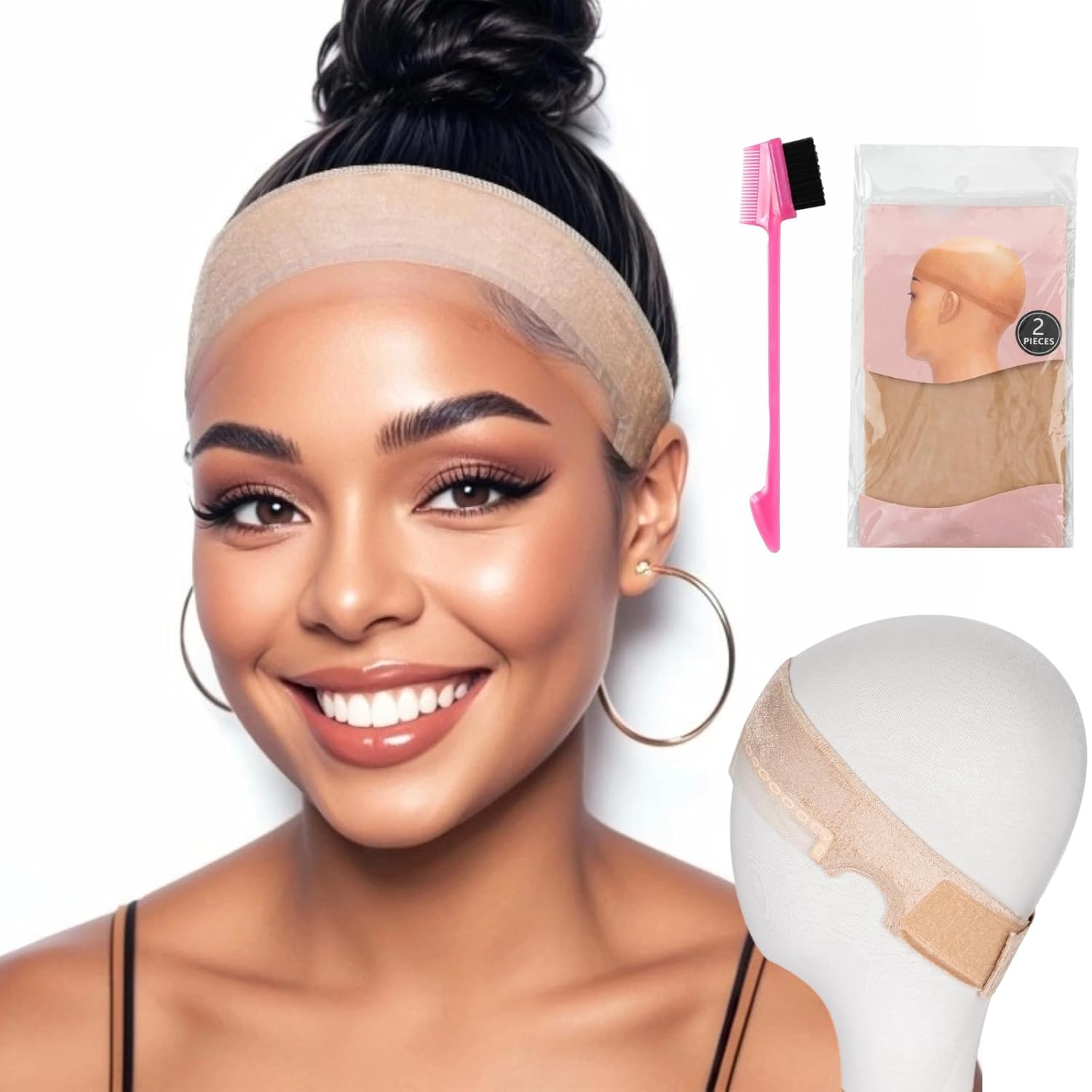 Wig Grip Band Women Adjustable: Wig Gripper With Ear-Cutouts Natural Lace Edge - Adjustable Non-Slip Off Band With Velcro Comfortable Breathable No-Headache
