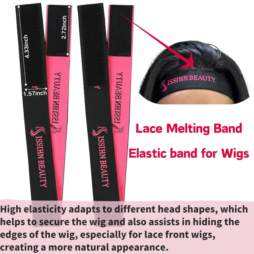 Lace Wig Grip Cap for Women - Medium Size Snug Fit 4x5 Transparent Swiss Lace Non-slip Glueless Wig Gripper with Ear-Cutouts Adjustable Velcro Headband