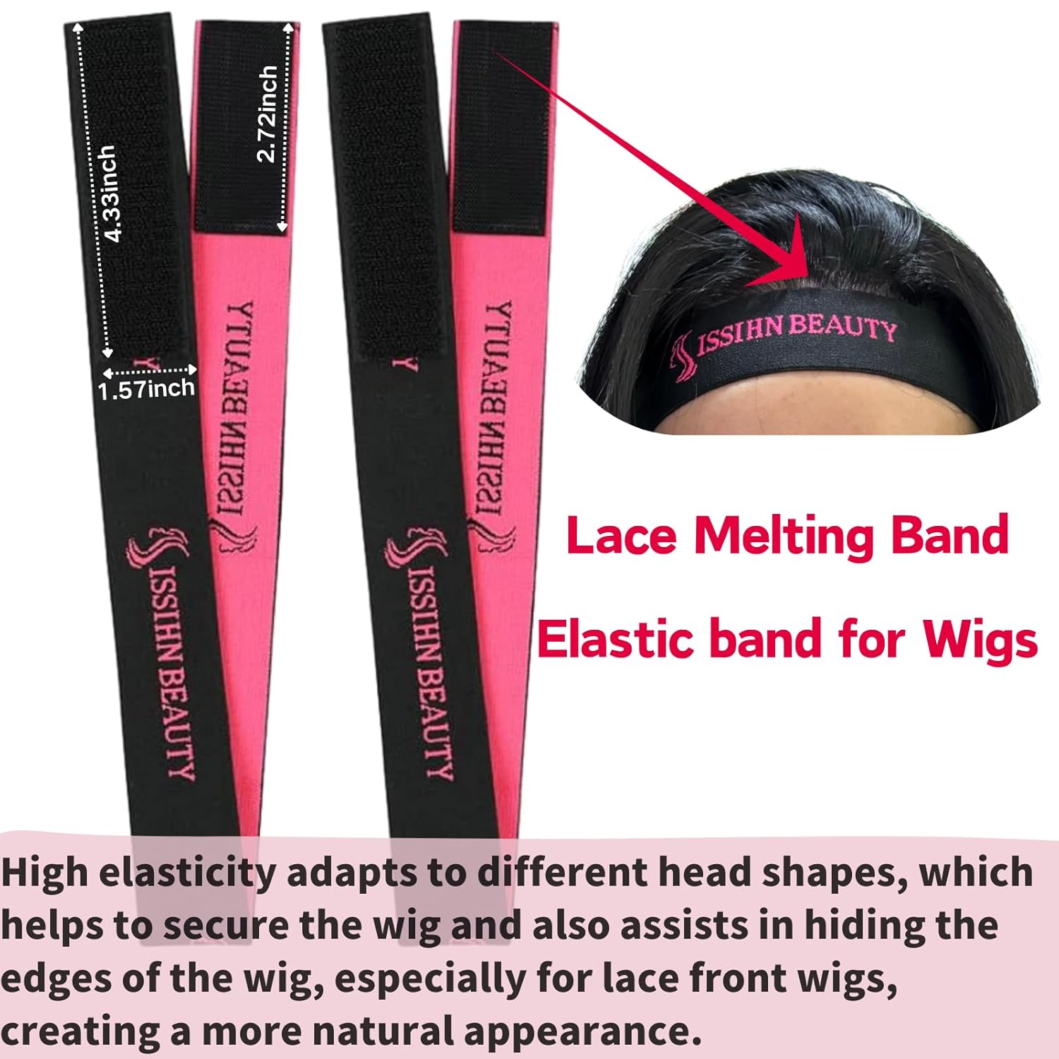 Lace Wig Grip Cap for Women - Medium Size Snug Fit 4x5 Transparent Swiss Lace Non-slip Glueless Wig Gripper with Ear-Cutouts Adjustable Velcro Headband