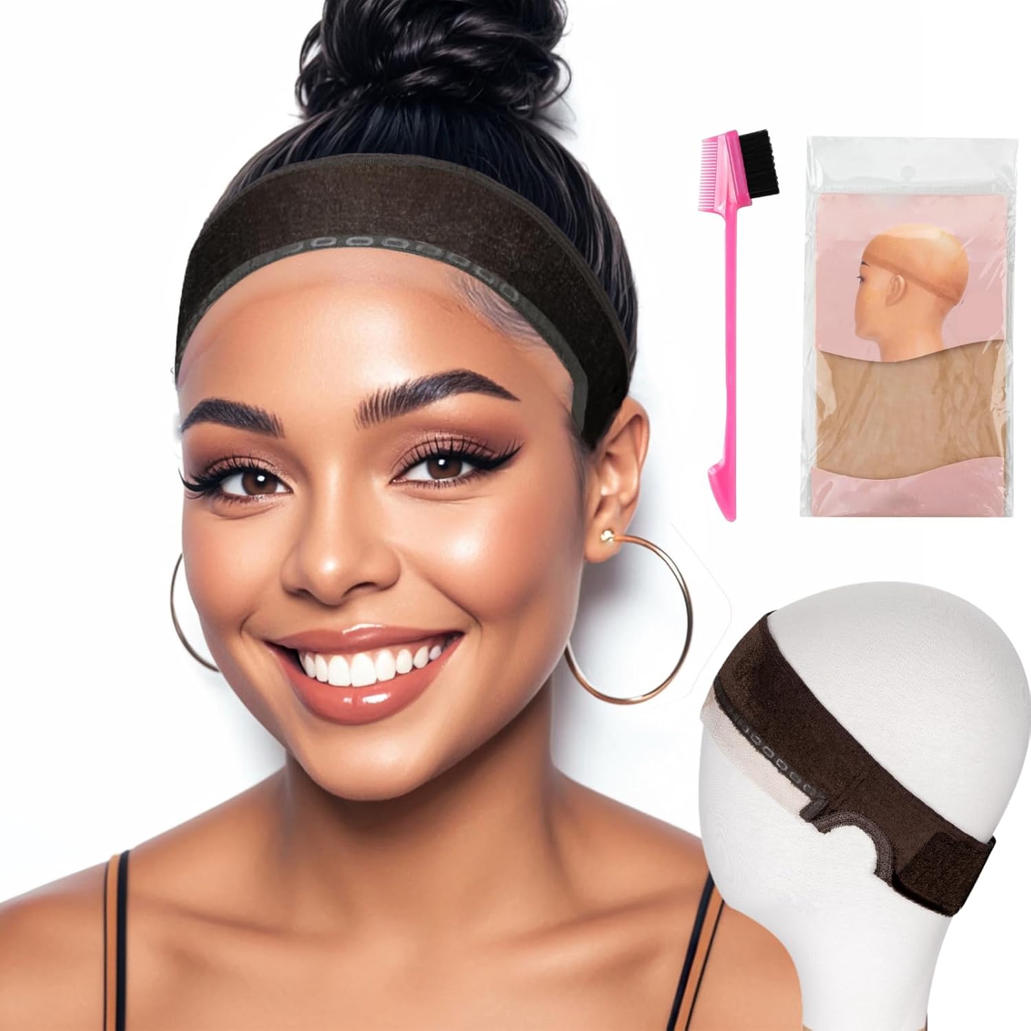 Wig Grip Band Women Adjustable: Wig Gripper With Ear-Cutouts Natural Lace Edge - Adjustable Non-Slip Off Band With Velcro Comfortable Breathable No-Headache