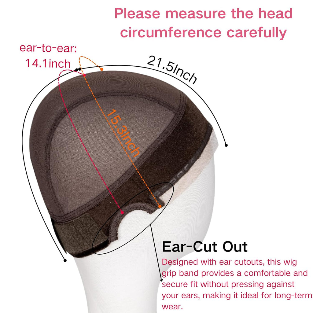 Isshin Beauty Wig Grip Cap Women Adjustable: Wig Gripper with Ear-Cutouts Natural Lace Edge - Gluless Non Slip-Off Band with Velcro No-Headache Comfortable Breathable