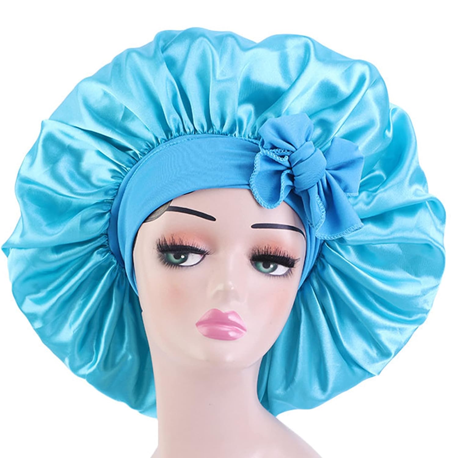 Satin Bonnet Silk For Hair Sleeping: Women Tie Bonnets Adjustable Night Cap Jumbo Size Comfortable Wide Band for Braids Curly Long Hair