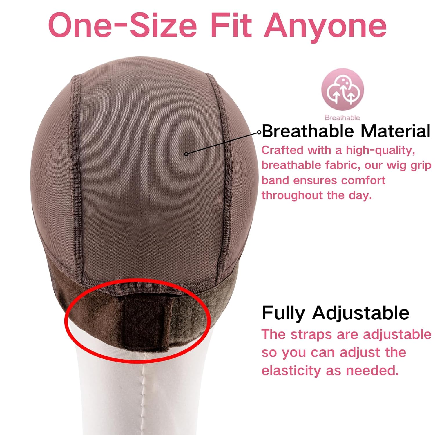 Isshin Beauty Wig Grip Cap Women Adjustable: Wig Gripper with Ear-Cutouts Natural Lace Edge - Gluless Non Slip-Off Band with Velcro No-Headache Comfortable Breathable